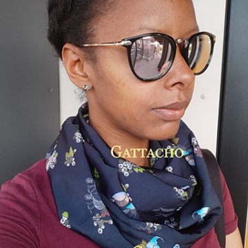 Quail Berries Black Infinity Scarf (heavyweight, half)