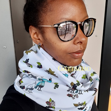 Quail Berries White Infinity Scarf (heavyweight, full)